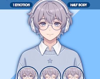Male PNGTuber Model | Premade PNGTuber Male | VeadoTube Model | Cute PNG Tuber Model | Vtuber Model, Twitch Avatar, GIFTuber, M86 - Milo