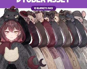 Vtuber Asset - Gothic Pet Blankets | Streaming Assets | Twitch Accessories | PNGTuber, GifTuber, Vtuber Accessory, Stream Assets, #BL06