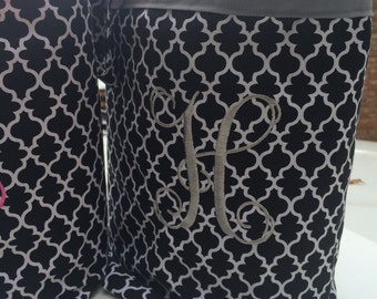 Car trash bag - Custom made in any color or print- Black Quatrefoil