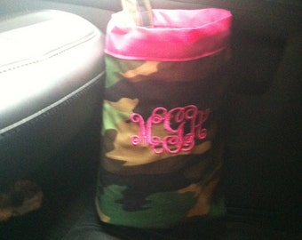 Car trash bag - Custom made in any color or print -Camo