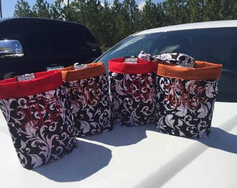 Car trash bag - Custom made in any color or print - black floral