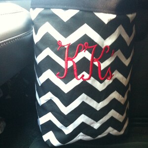 Car trash bag - Custom made in any color or print - narrow black chevron