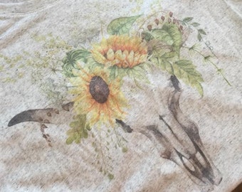 Vintage look tshirt with  Floral deer head