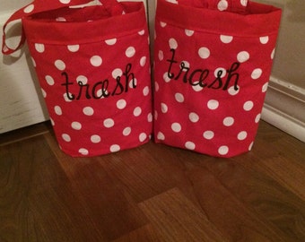 Car trash bag - Custom made in any color or print - Red and white polka dot