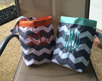 Car trash bag - Custom made in any color or print - Grey chevron