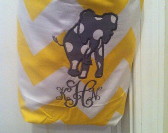 Car trash bag -  Appliqued' -Custom made in any color or print - Yellow chevron