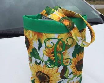 Car trash bag - Custom made in any color or print - sunflowers