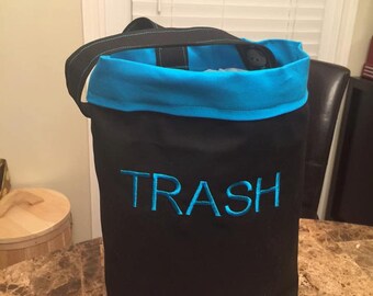 Car trash bag - Custom made in any color or print- black solid