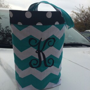 Car trash bag - Custom made in any color or print - Wide turquoise chevron