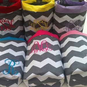 Car trash bag-Custom made in any color or print - grey and white chevron