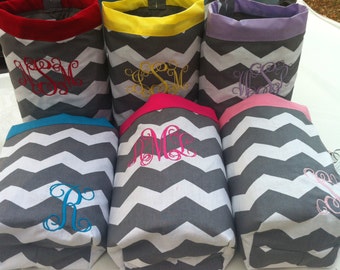 Car trash bag-Custom made in any color or print - grey and white chevron