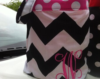 Car trash bag-Custom made in any color or print - black and white chevron