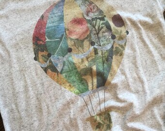 Vintage look tshirt with  Hot Air Balloon