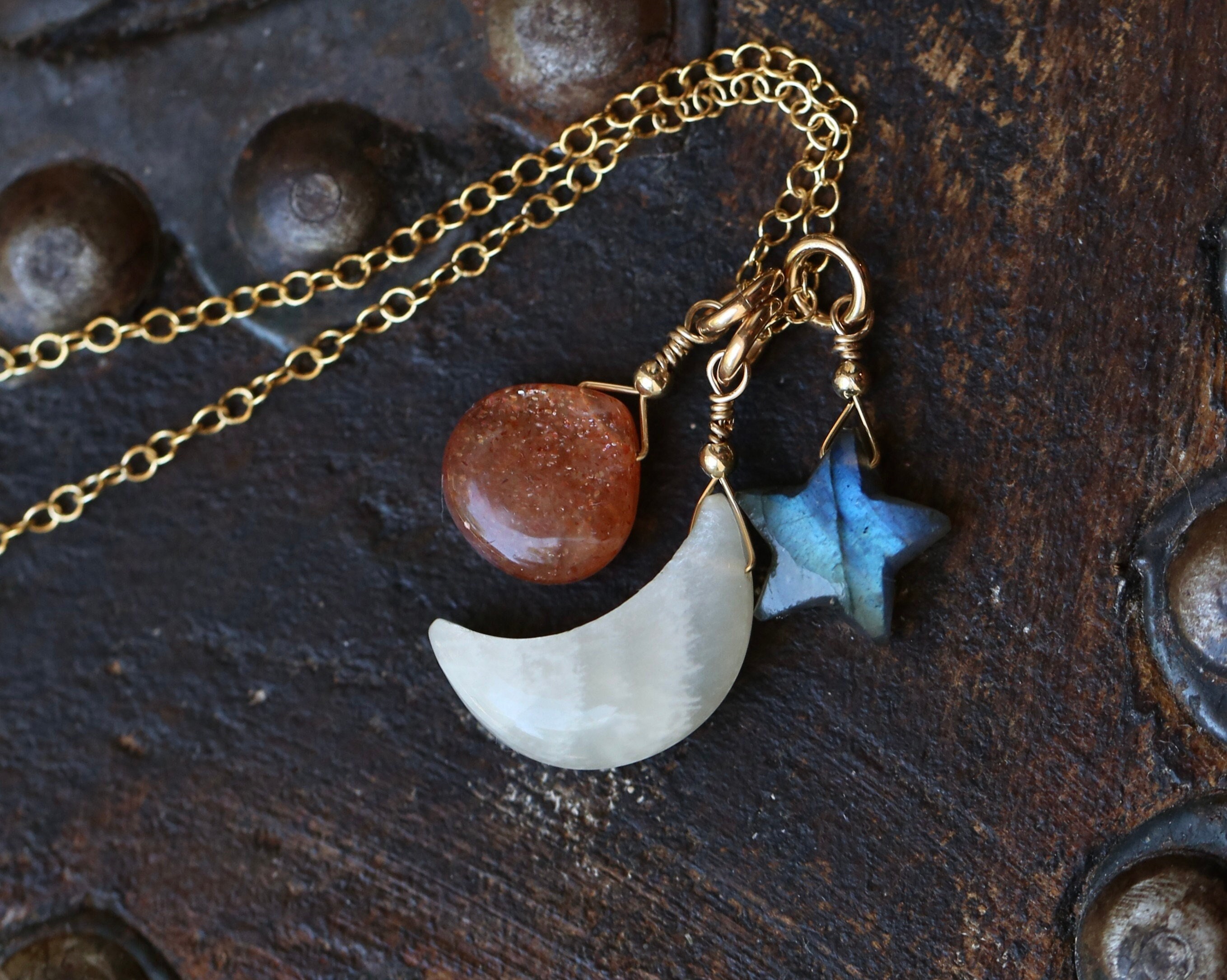 Sunstone and moonstone necklace deals