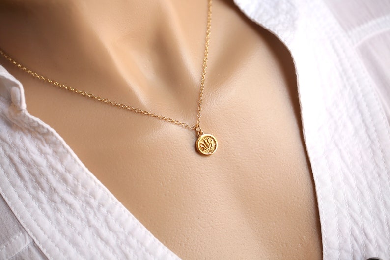 Sister Gift Flower Girl Gift for Daughter Yoga Necklace Dainty Lotus Charm Necklace Sterling Silver Lotus Necklace Minimalist Jewelry