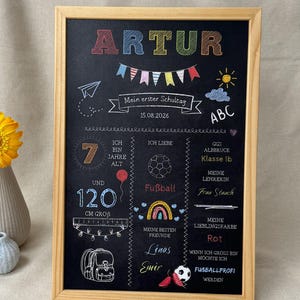 Meilensteintafel Schulanfang | Einschulungstafel personalisiert  | Poster Schulkind bunt | Geschenk zur Einschulung |