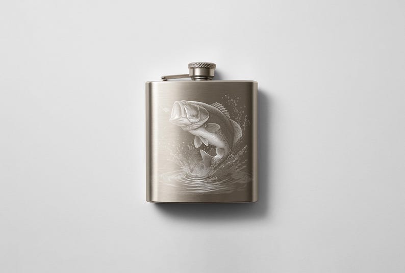 Bass Fishing PNG Engraving Designs for Slate Coaster: Glowforge&XTool Laser Files, Commercial Use