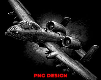 A-10 Thunderbolt II Warthog Attack Jet PNG Laser Engraving Design for Veterans Day Gift