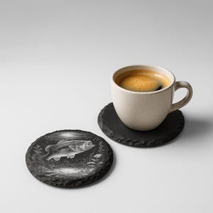 Bass Fishing PNG Engraving Designs for Slate Coaster: Glowforge&XTool Laser Files, Commercial Use