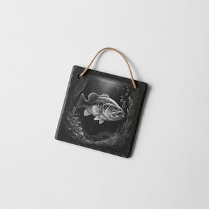 Bass Fishing PNG Engraving Designs for Slate Coaster: Glowforge&XTool Laser Files, Commercial Use