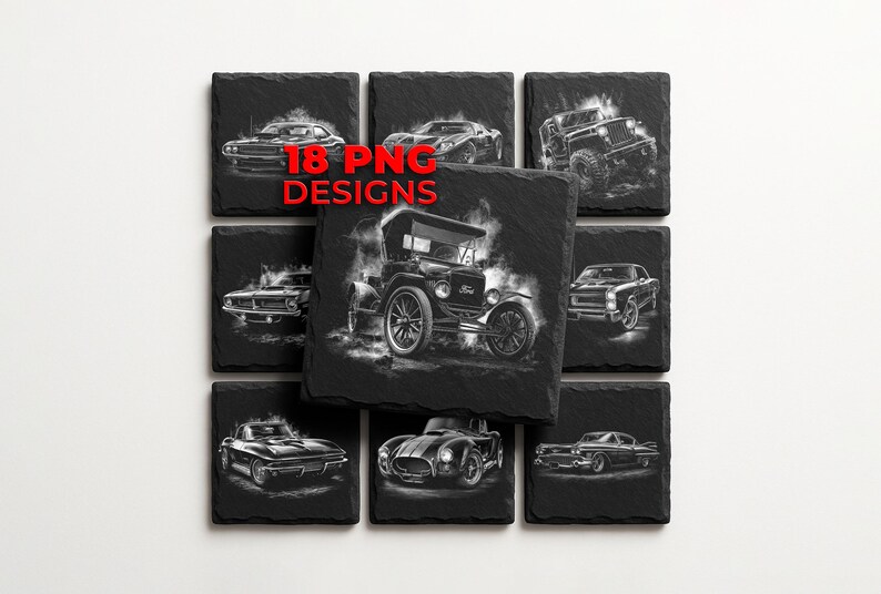Muscle Car PNG Laser File – 18 Vintage American Automotive Engraving ...