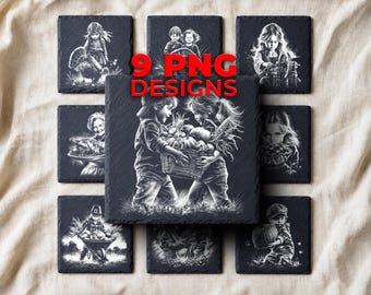 Thanksgiving Children Laser Engraving PNG for Slate — 9 Harvest Family Coaster Designs and Gift Ideas