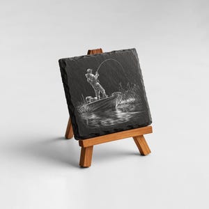 Bass Fishing PNG Engraving Designs for Slate Coaster: Glowforge&XTool Laser Files, Commercial Use