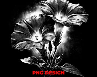 Datura Devil's Trumpet Dark Botanical PNG Design Laser Engraving for Slate and Dark Wood