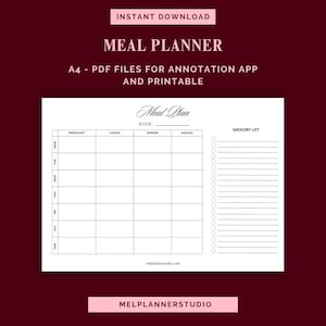 Planificateur repas hebdomadaire – Modèle menu et de liste courses