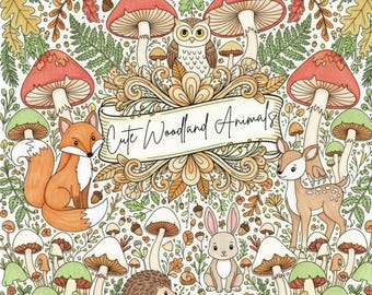 Whimsical Woodland Wonders kleurboek | Schattige bosdieren en magische scènes voor kinderen (digitale download)