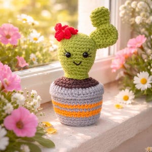 Cactus en pot amigurumi au crochet, jolie décoration nature, cadeau fait main l