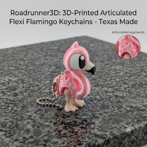 Articulated Mini Flamingo Keychain Buddy - 3D Printed Pink Bird Fidget Animal Gift