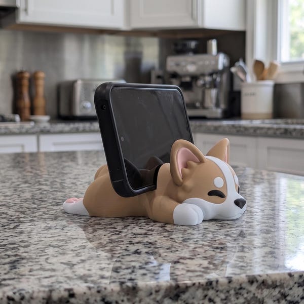 Dog Phone Holder Desk Pet Smartphone Stand Corgi Husky Pitbull Retriever Boston Gift