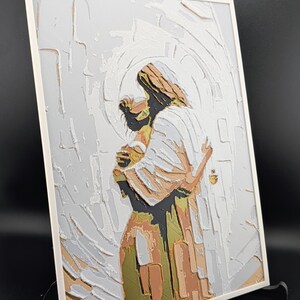 Jesús abrazando a la mujer - Arte de Hueforge - Panel religioso impreso en 3D - Decoración de regalo cristiano imagen 5
