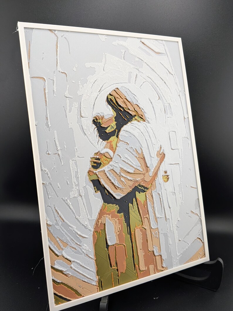 Jesús abrazando a la mujer - Arte de Hueforge - Panel religioso impreso en 3D - Decoración de regalo cristiano imagen 5