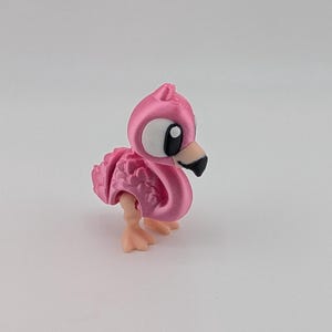 Articulated 3D Printed Flamingo Fidget Toy, Pink Bird Keychain Charm, Posable Desk Pet (2.38")