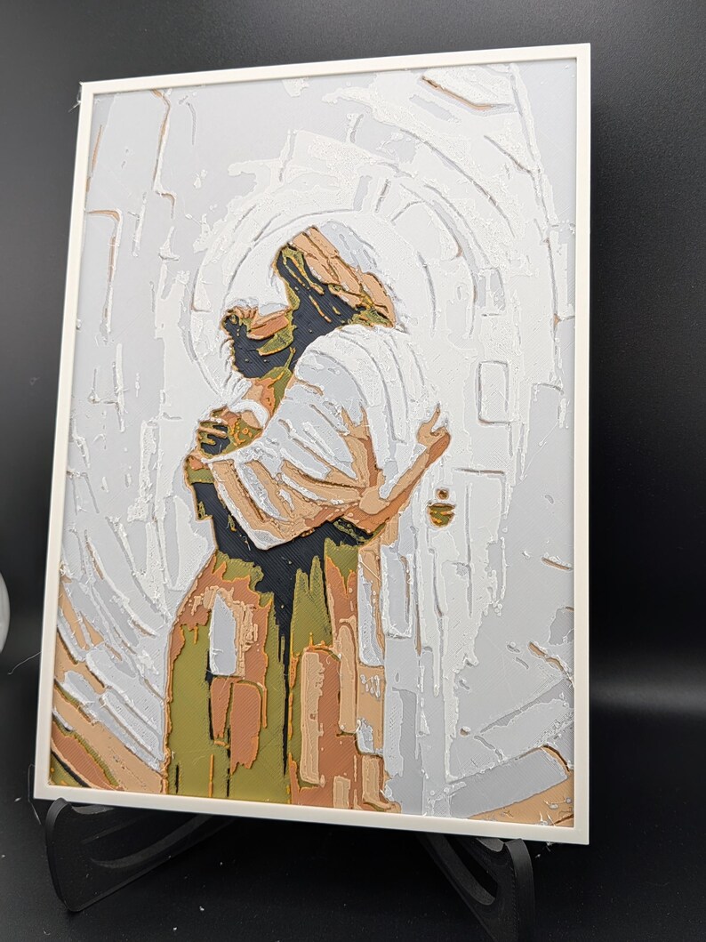 Jesús abrazando a la mujer - Arte de Hueforge - Panel religioso impreso en 3D - Decoración de regalo cristiano imagen 2