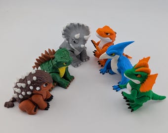 Baby Dinosaur Fidget Toy - 1.5 inch Miniature 3D Printed Articulated Dino Gift