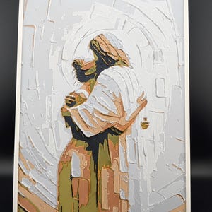 Jesús abrazando a la mujer - Arte de Hueforge - Panel religioso impreso en 3D - Decoración de regalo cristiano imagen 6