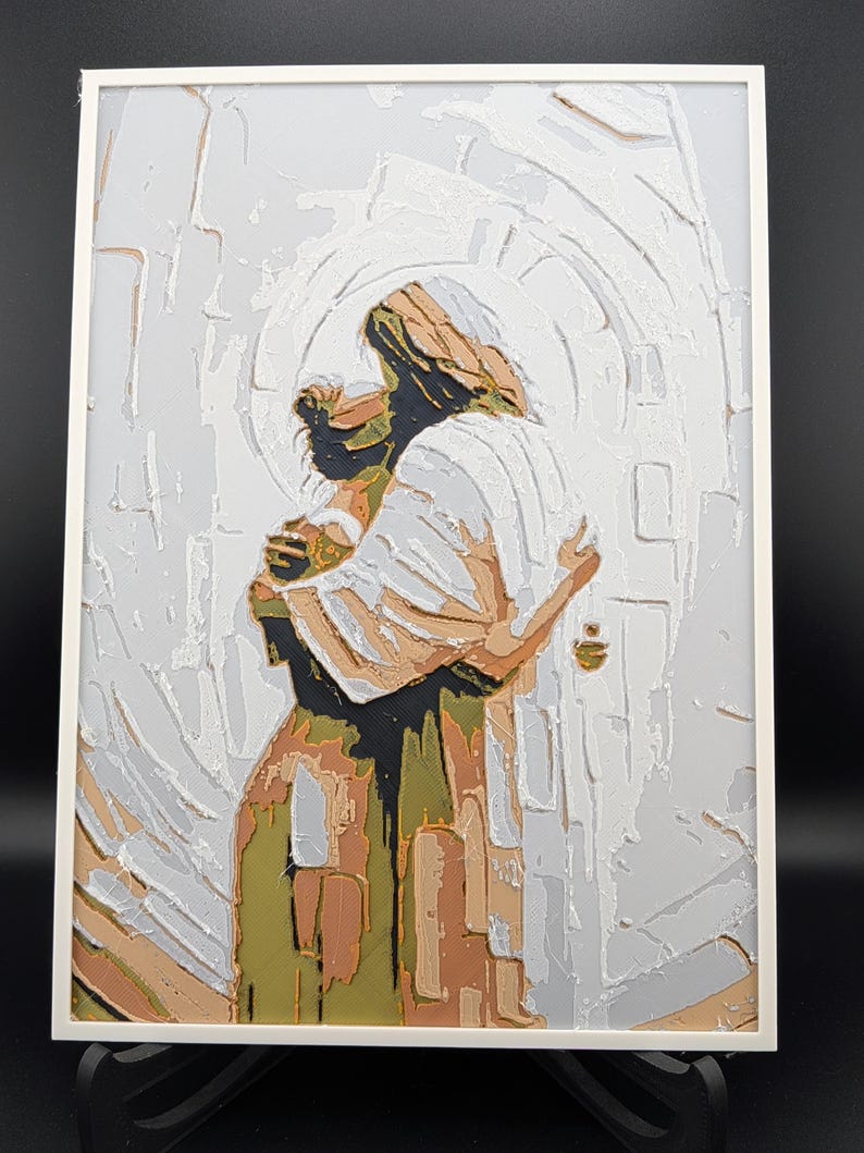 Jesús abrazando a la mujer - Arte de Hueforge - Panel religioso impreso en 3D - Decoración de regalo cristiano imagen 6