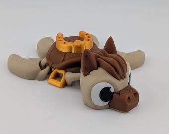 Jouet articulé cheval tortue - Cadeau porte-bonheur imprimé 3D d'un étalon de mer de 4 pouces