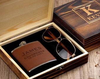 Cadeaux garçons d'honneur, lunettes de soleil et flasque personnalisés dans une boîte cadeau garçon d'honneur, cadeau homme d'honneur, proposition de garçon d'honneur, coffret cadeau garçon d'honneur, cadeau pour papa