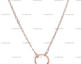 Handgemaakte gehamerde koperen cirkelketting • Minimalistische sieraden