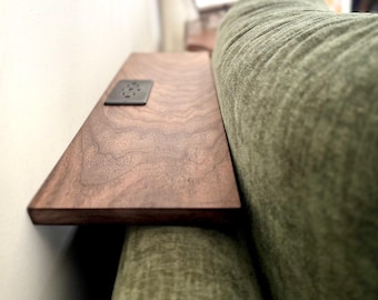 Hardwood Hidden Sofa Table with Two Outlets – Extra Long Couch Console