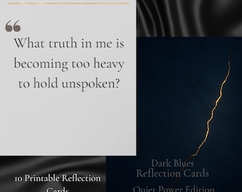 Dark Blues Reflection Cards | Shadow Work Prompts (PDF)