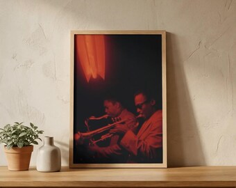 Miles Davis and John Coltrane Poster Wall Art – Jazz Legend Print, Vintage Music Art, Saxophone & Trumpet Decor, Music Lover Gift