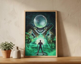Mysterio Poster Wall Art – Marvel Supervillain Wall Art, Mysterio Print, Comic Book Decor, Spider-Man Villain Fan Gift