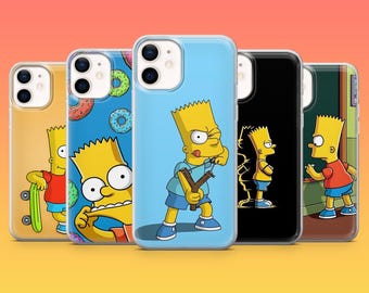 Coque pour téléphone Bart Simpson Skateboard Cartoon Cover pour iPhone 17, 17Pro, 16e, 15, 14, 13, 12, Samsung S25 Fe, S24, A17, A56, Pixel 10Pro, 9A