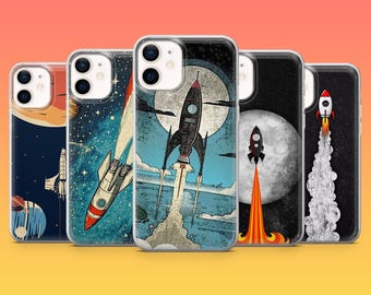 Rocket Phone Case Space Stars Galaxy Universe Cover for iPhone 17Pro, 17, 16, 15, 14, 13, 12, Samsung S25 Fe, S24, A17, A56, Pixel 10, 9A, 8