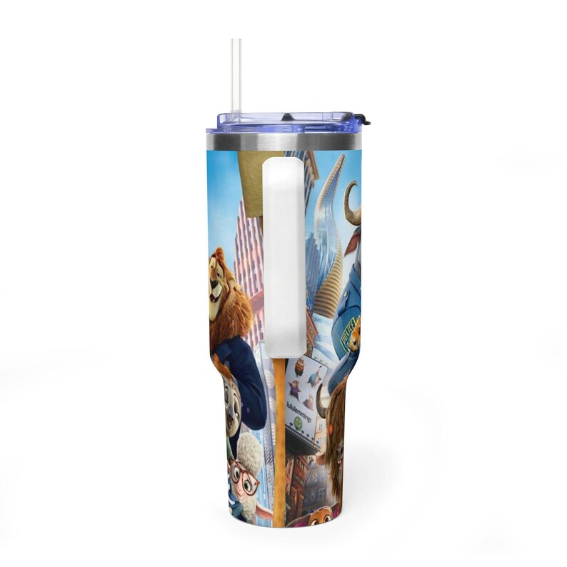 Zootopia Inspired Vacuum Thermal Tumbler - Insulated Stainless Steel Travel Mug, Y2K Aesthetic Cartoon Drink Bottle image 3